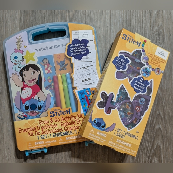 Disney Stitch Stow & Go Activity Kit And Charm Bracelet Kit - 2 Kits - NWT - Picture 1 of 5